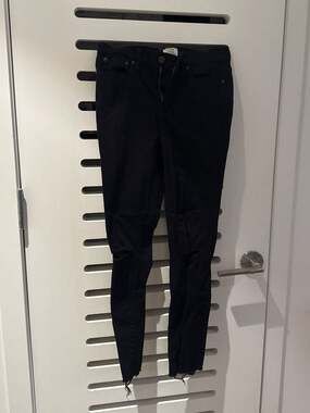 J.Crew Lookout High Rise Skinny Black Distressed Raw Hem Jeans Size 27